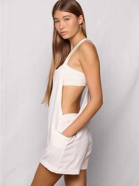 Mikoh | Mekia White Lightweight Romper in Bone.